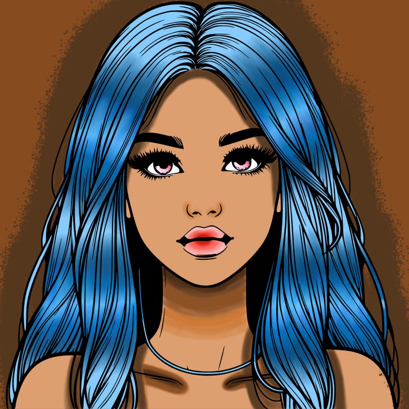 realistic girl with long hair  and lips