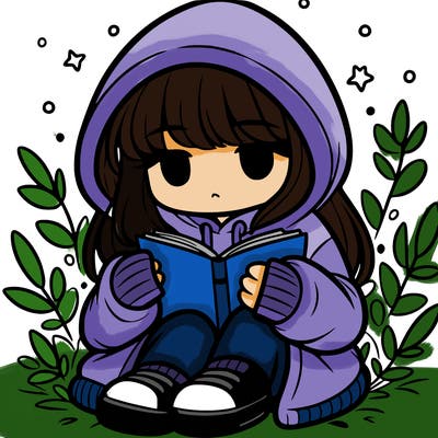 girl in oversized hoodie reading a book