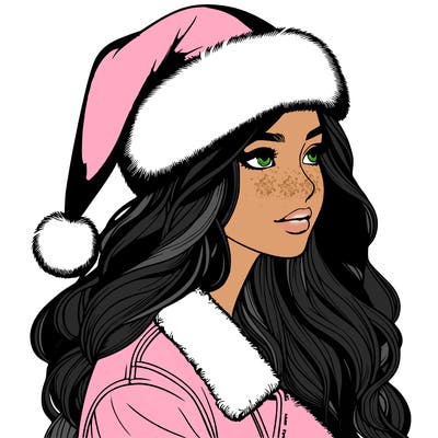 realistic girl in santa hat
