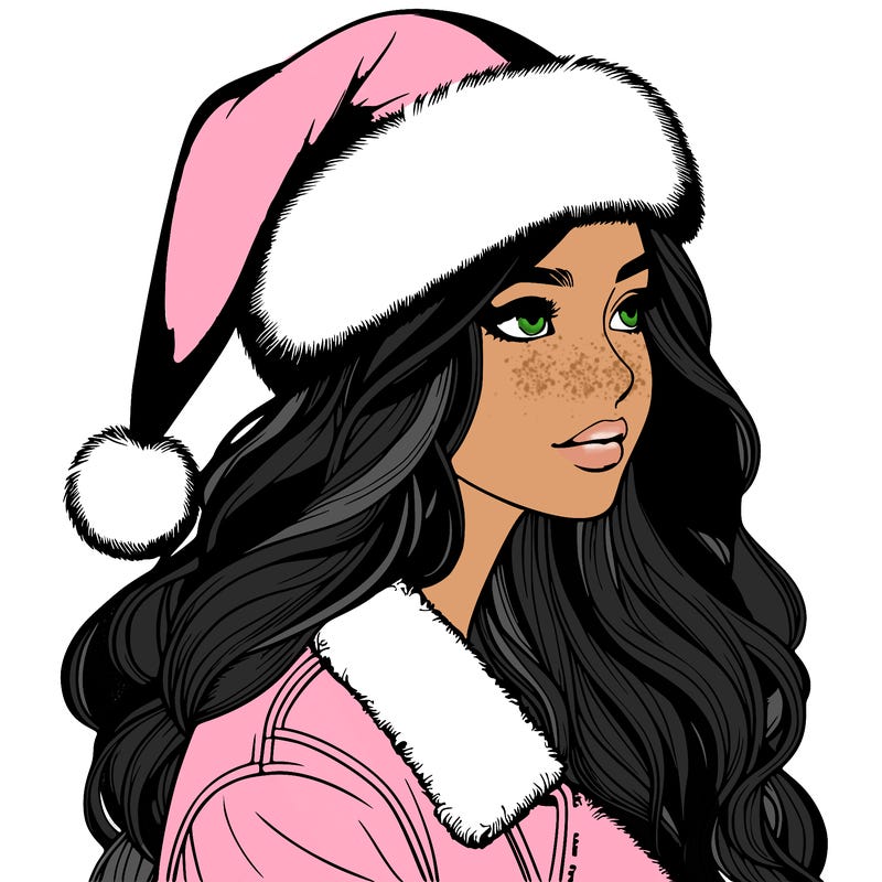 realistic girl in santa hat