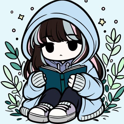 girl in oversized hoodie reading a book