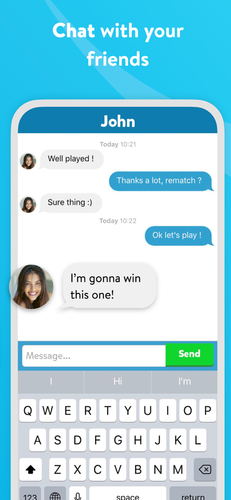 A screenshot of the chat interface in Fight List showing two players messaging each other about a rematch.