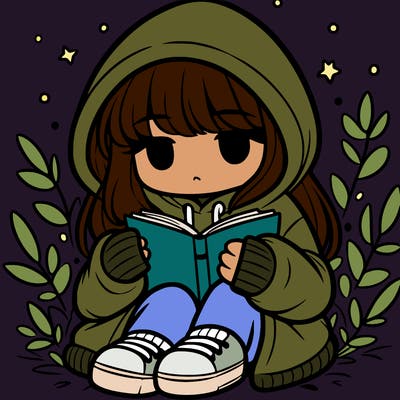 girl in oversized hoodie reading a book