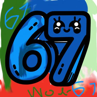 the numbers 67