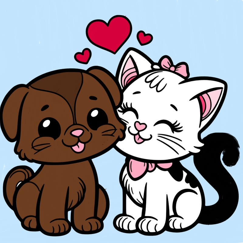 cat with a dog and in love