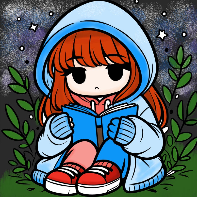 girl in oversized hoodie reading a book