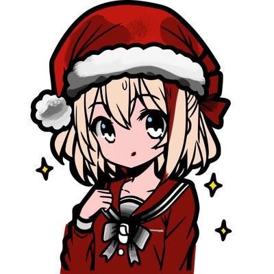 anime girl wearing a santa hat