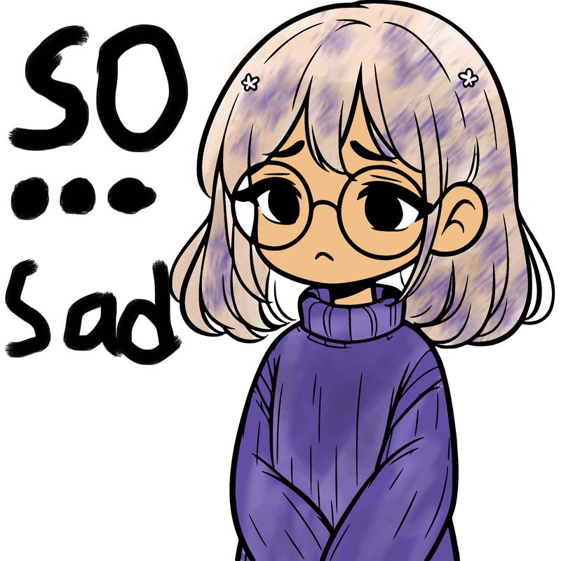 sad girl with glasses in a sweater
