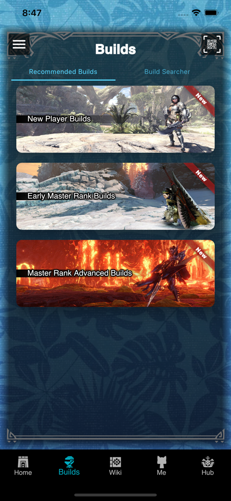 GameCat: MHW - A list of recommended character builds for new and advanced players in the GameCat MHW companion app.