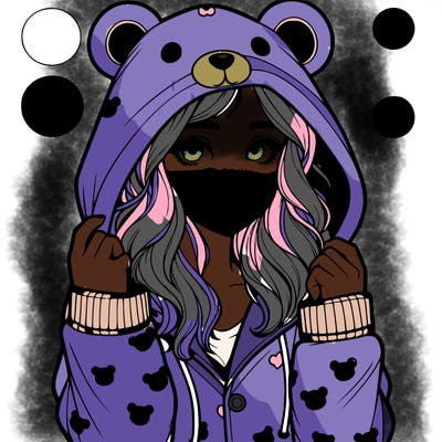 realistic girl in a animal pjs hoodie