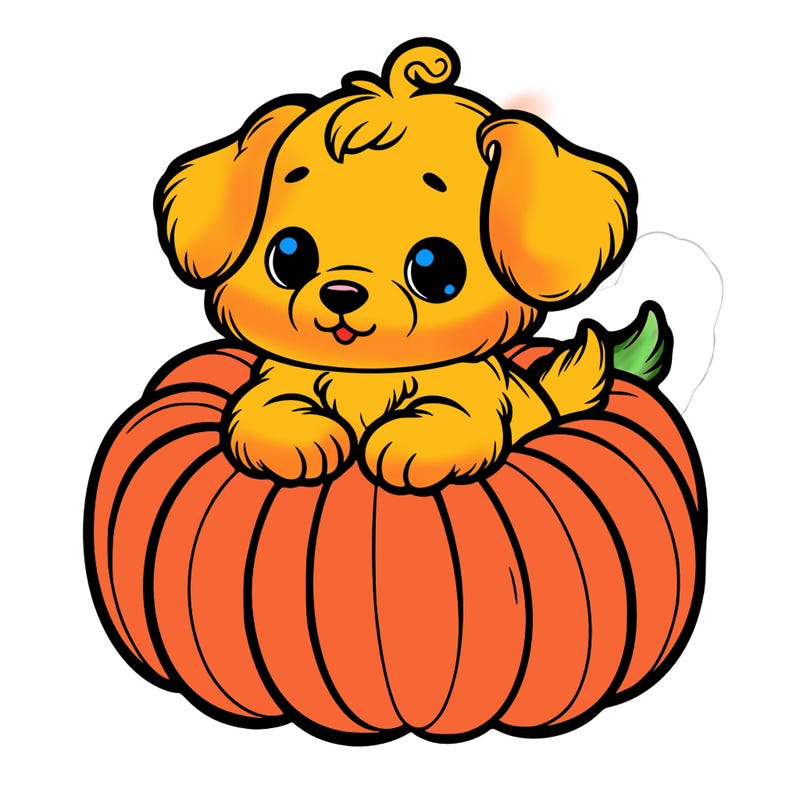 cute little puppy in a pumpkin