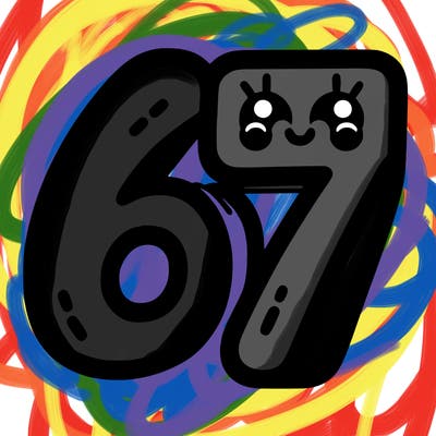 the numbers 67