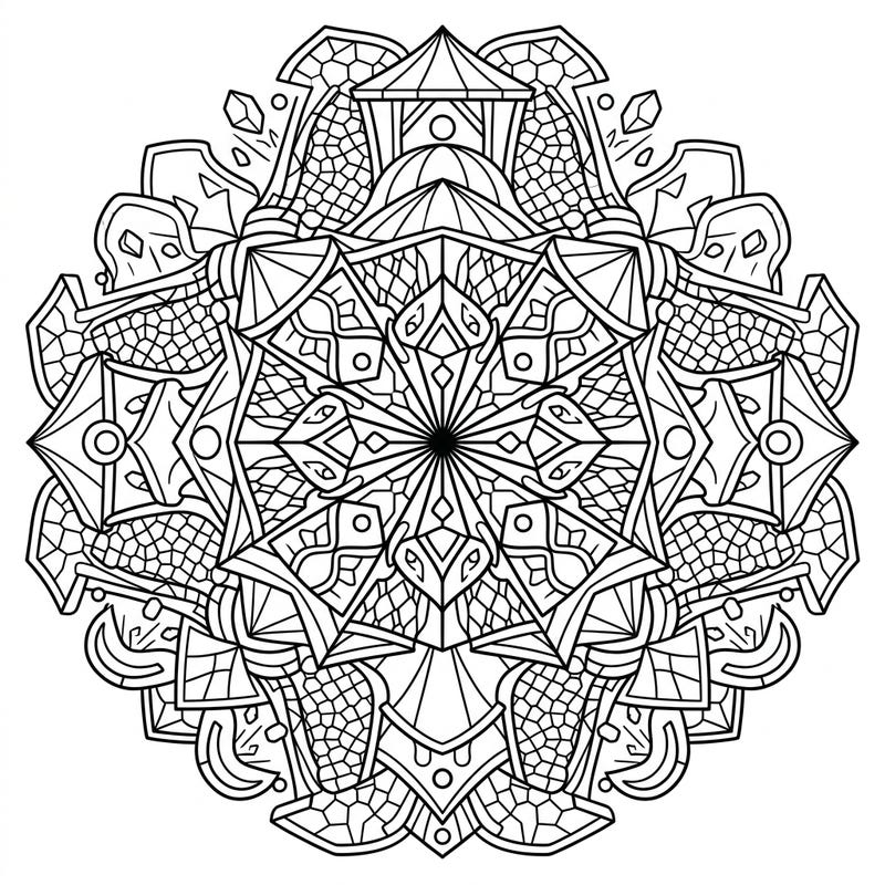 Dive into a uniquely themed mandala coloring experience that celebrates resilience and protection. This intricate design weaves together elements inspired by hail protection, offering a meditative and engaging activity.