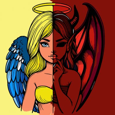 realistic angel half demon