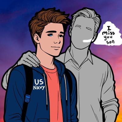 realistic teen boy and dad