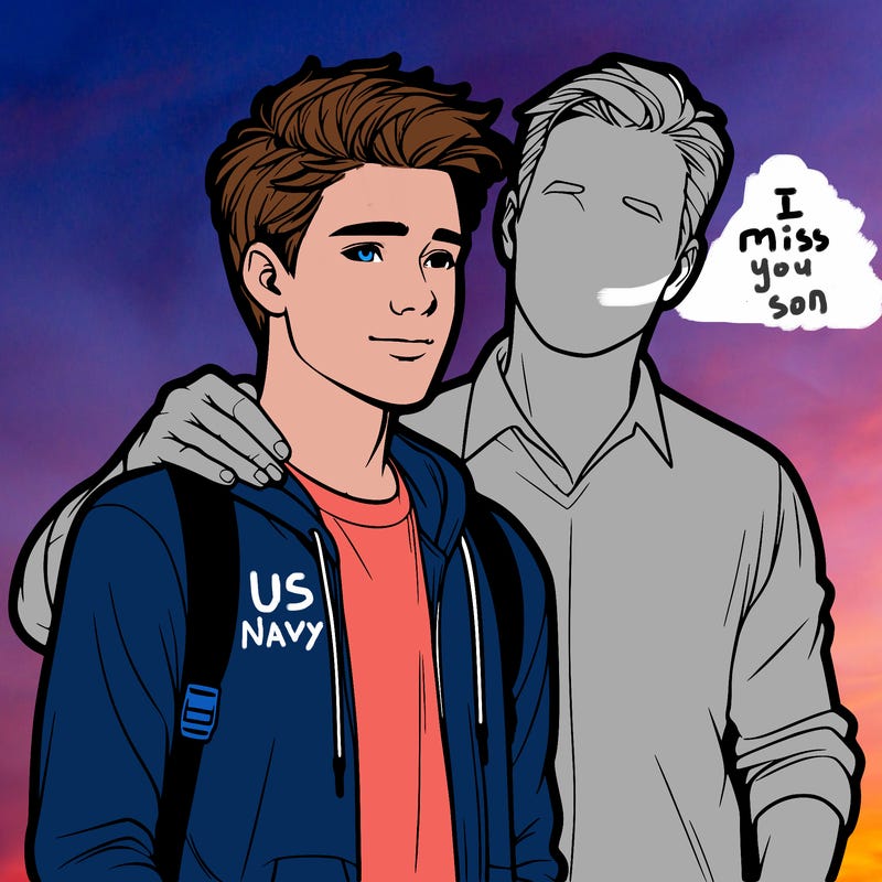 realistic teen boy and dad