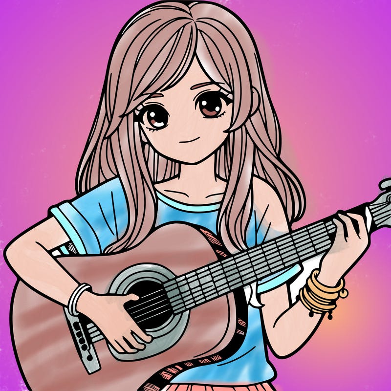 teenager girl with guitar