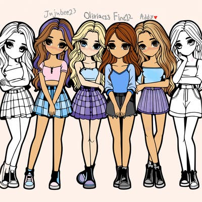 a group of girls realistic