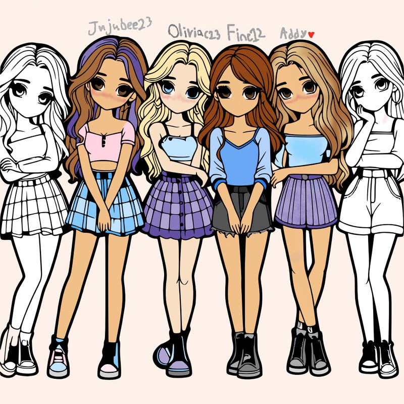 a group of girls realistic