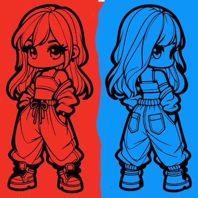 girl in crop top and baggy pants