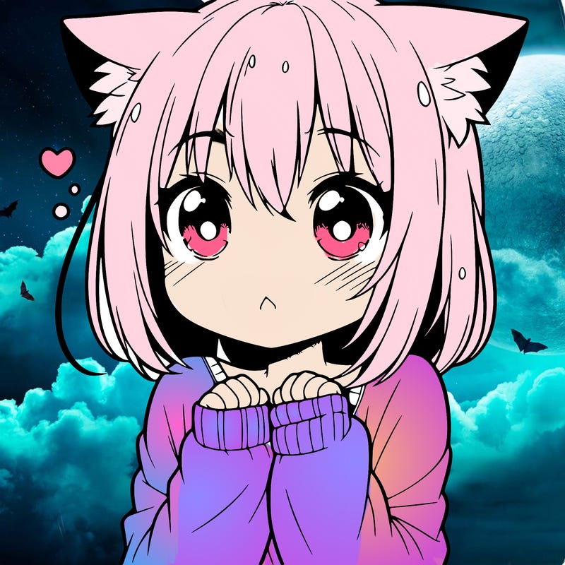 shy anime catgirl