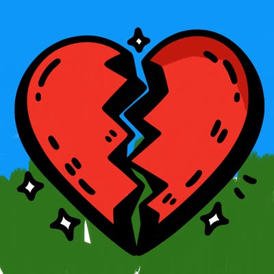 split in half heart