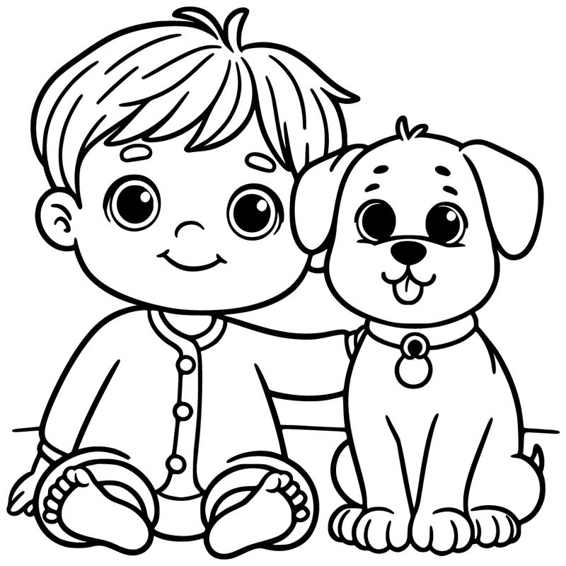 a baby boy with a dog