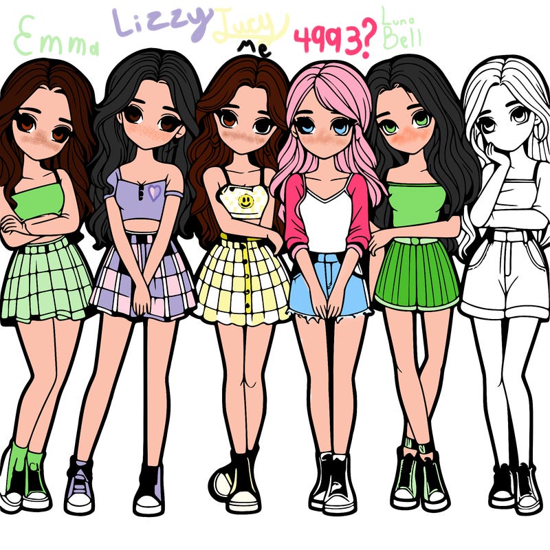 a group of girls realistic