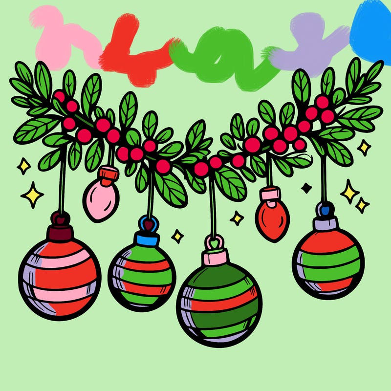 christmas garland with big bulbs