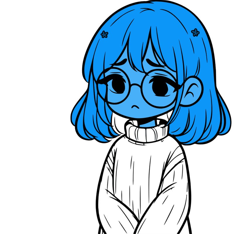 sad girl with glasses in a sweater