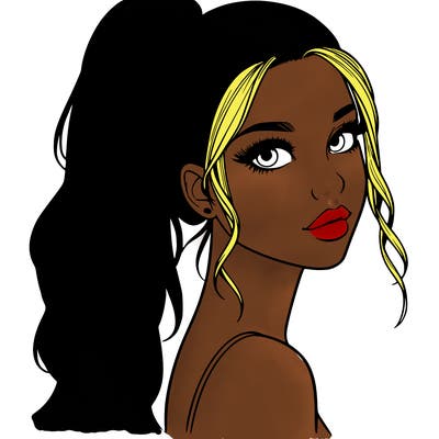 realistic pretty girl with high pony tail