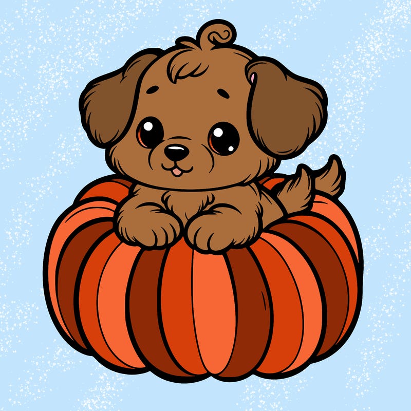 cute little puppy in a pumpkin