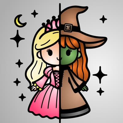 split princess and witch