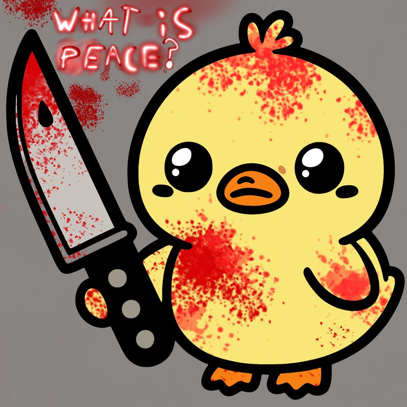 kawaii duck with knife