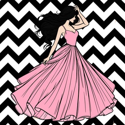 realistic woman with dress flowing in the wind