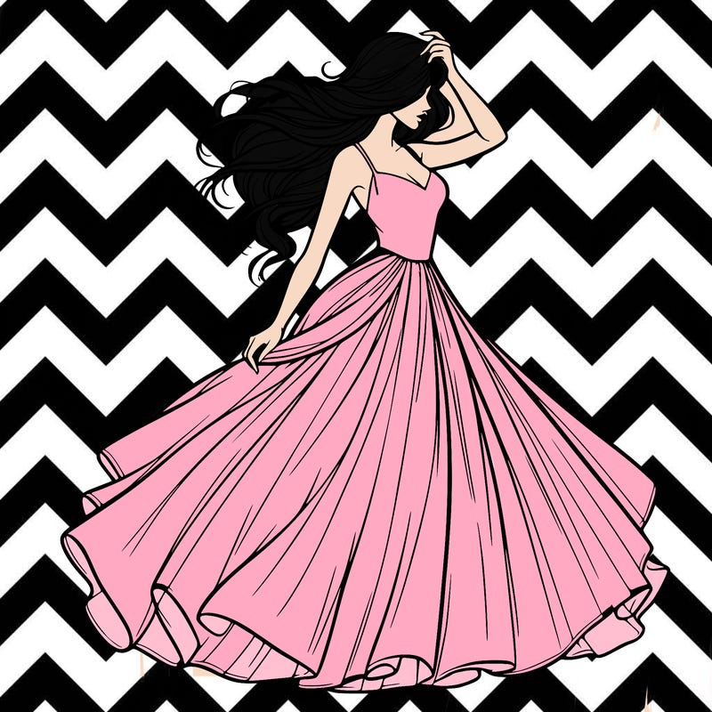 realistic woman with dress flowing in the wind