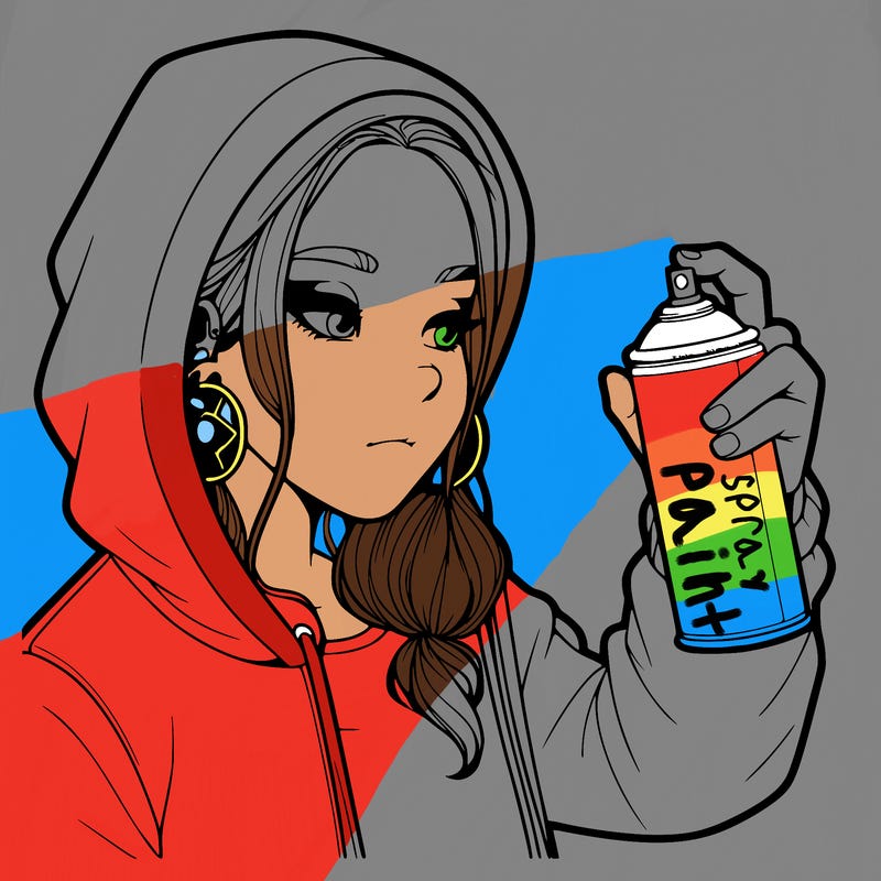 a realistic girl, spray painting