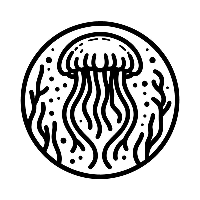 jellyfish inside a circle logo