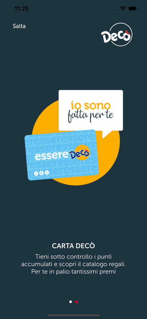 Decò Multicedi - Deco Multicedi app screen showing the loyalty card rewards program