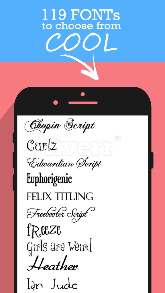 Better Font-s Pro - Better Font-s Pro app showing a list of over 100 aesthetic fonts on an iPhone