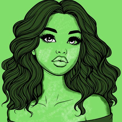 realistic girl with wavy hair and lips