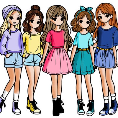 a group of five girls