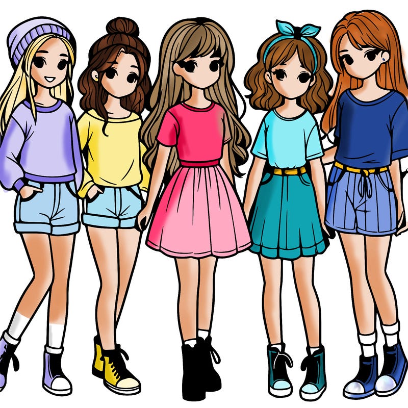 a group of five girls