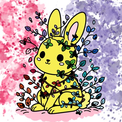 rabbit covered in vines