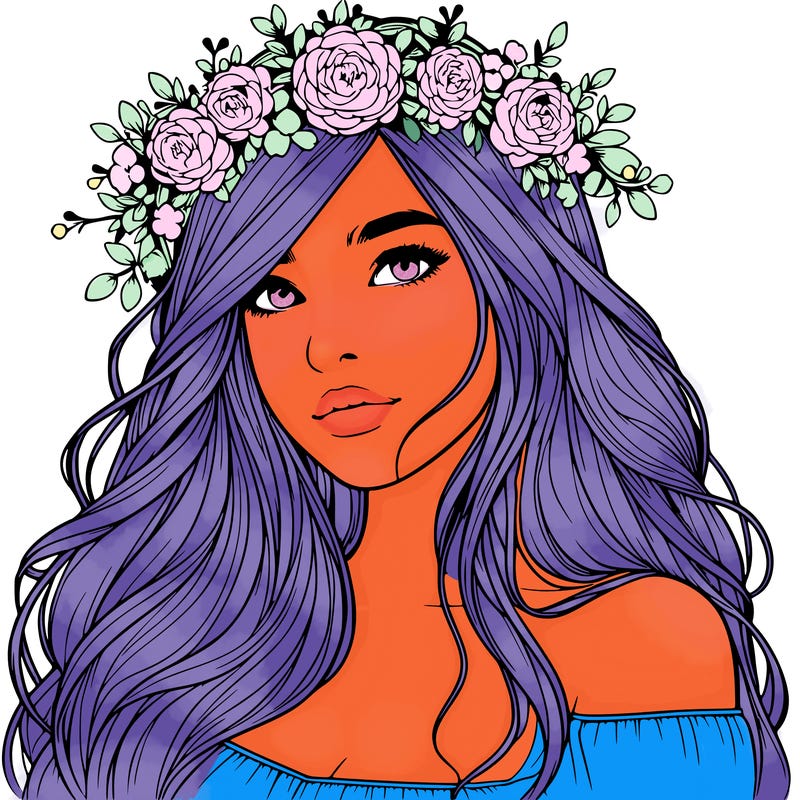 realistic girl with flower crown