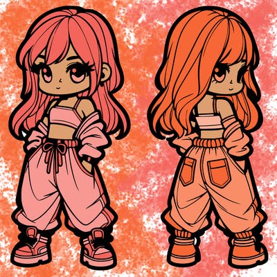 girl in crop top and baggy pants