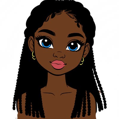a realistic black girl with braids
