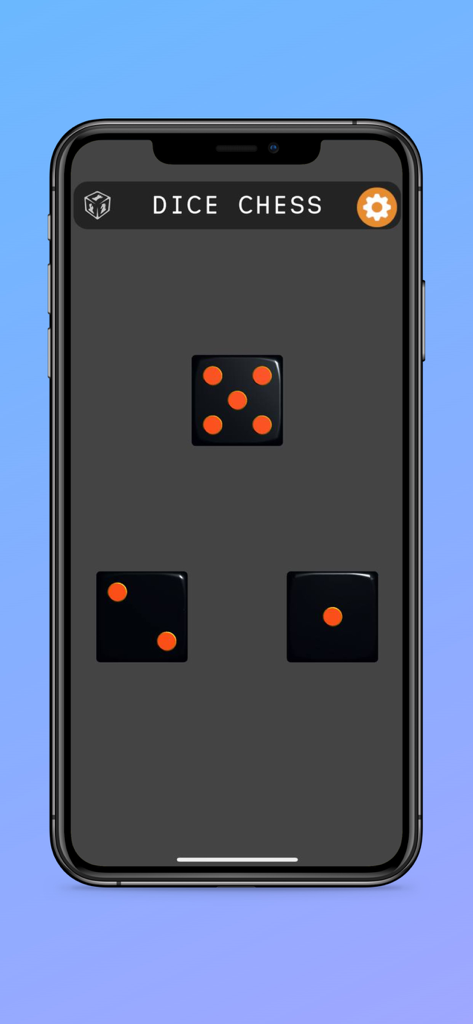 Dice Chess Timer - Smartphone screen showing three dice for a Dice Chess game