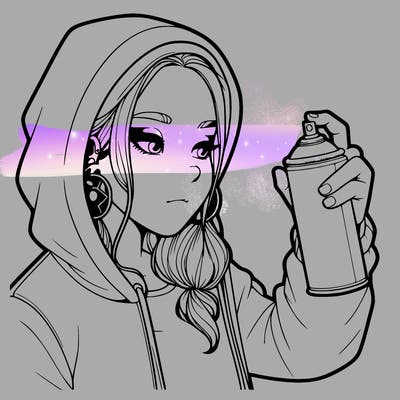 a realistic girl, spray painting