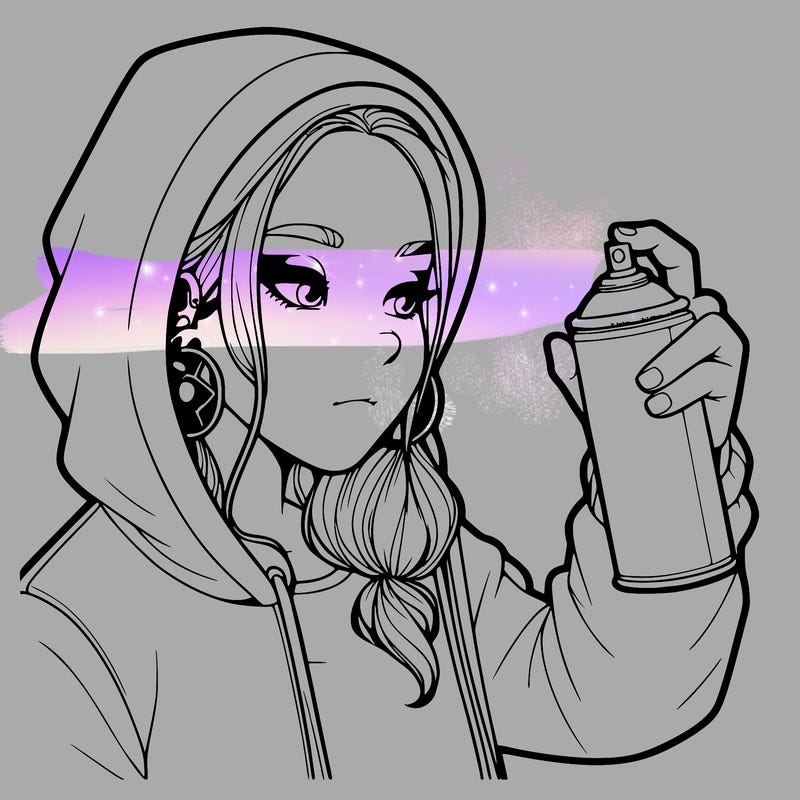 a realistic girl, spray painting